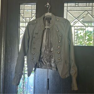 Vintage Army Green Pleather Jacket